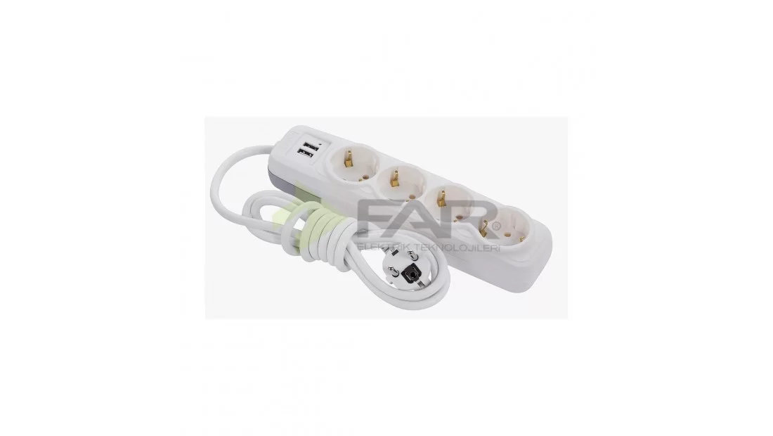 FAR 4'lü Grup Priz 2 Usb’li 3 Mt.