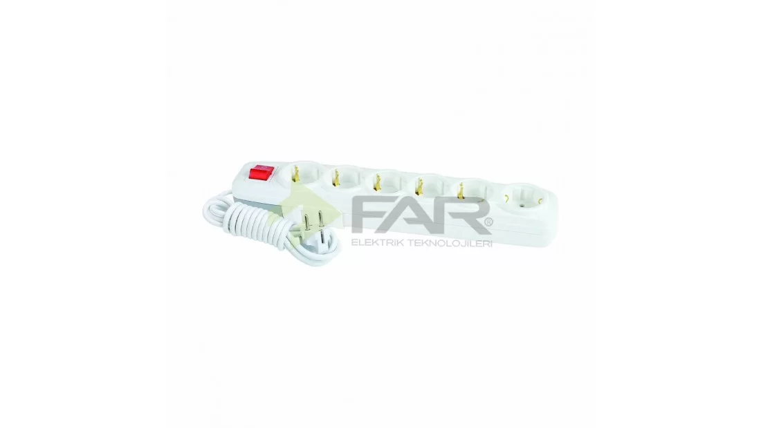 FAR 6’lı Anahtarlı Grup Priz 10 Mt