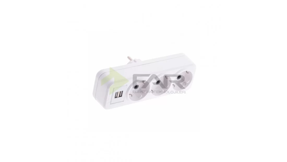 FAR 2 USB’Lİ 3'LÜ FİŞ PRİZ GOLYAT