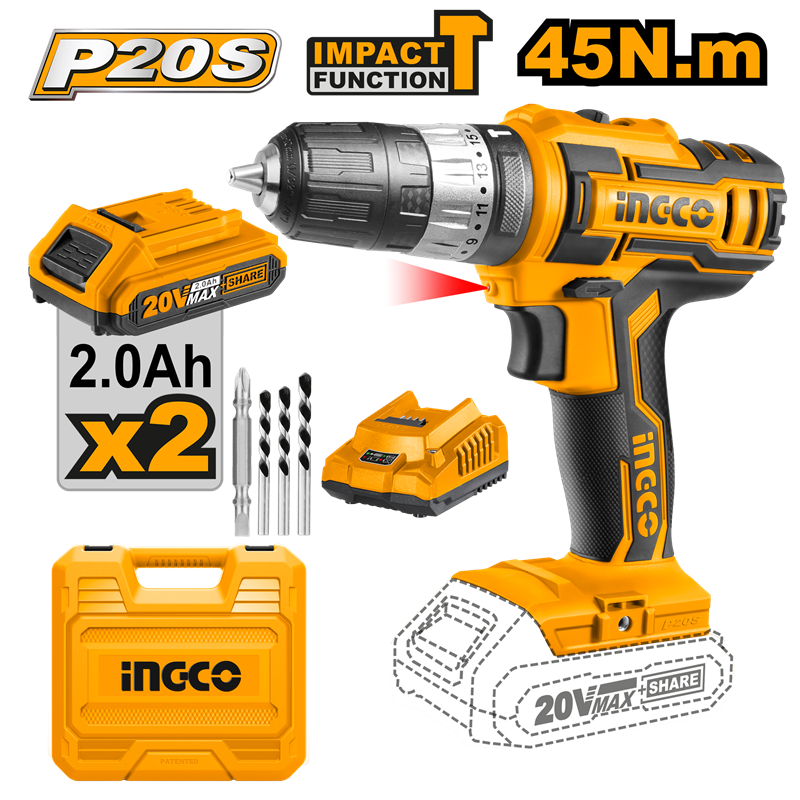 Li-ion Akülü Darbeli Matkap 10 MM 20V 2.0Ah