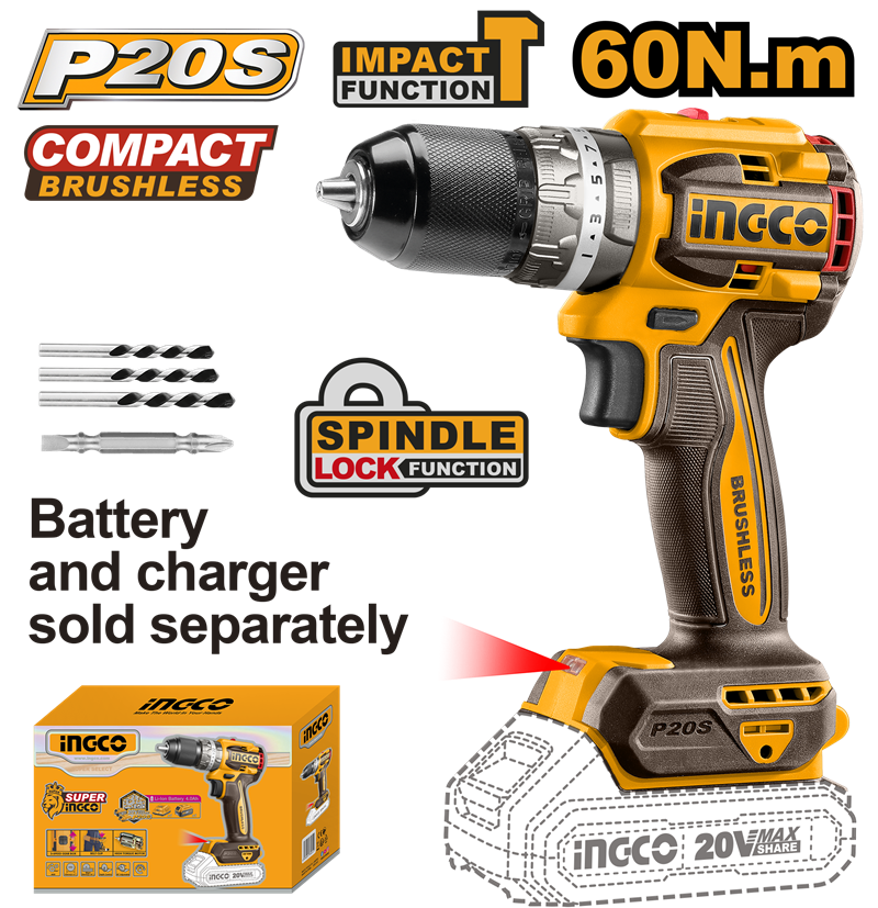 Kömürsüz Li-ion Akülü Matkap 10 MM 20V 2.0Ah