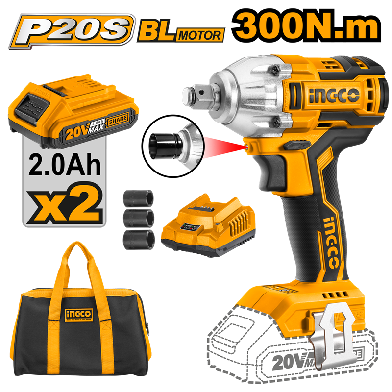 ''Li-ion Akülü Somun Sıkma Kömürsüz 1/2'''' 20V 2.0Ah''
