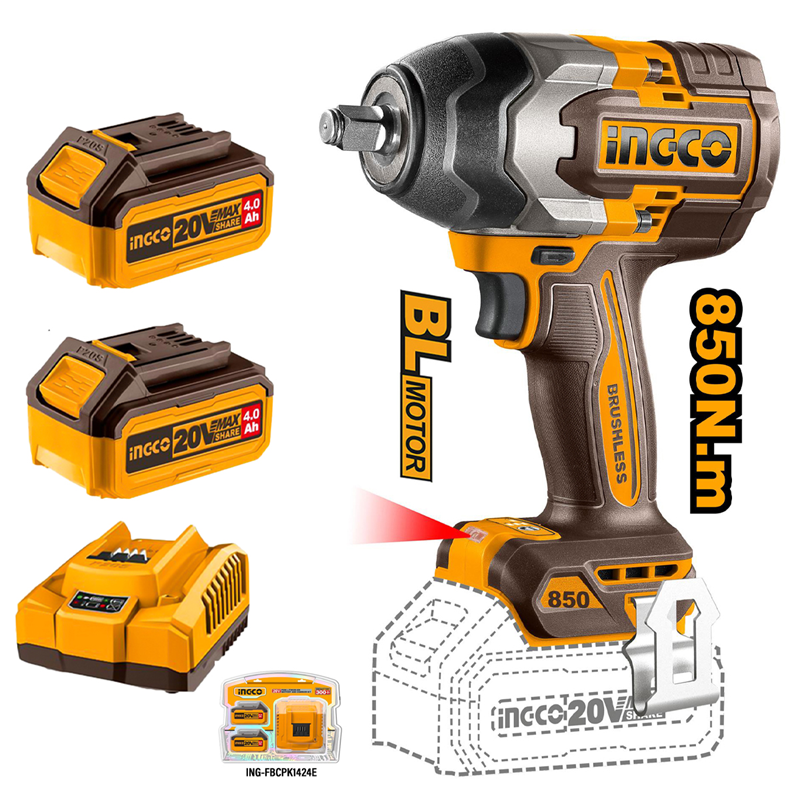 Li-ion Akülü Somun Sıkma 1/2'' 20V 4.0Ah + Li-ion Akü ve Şarj Cihazı Seti 20V 4.AH