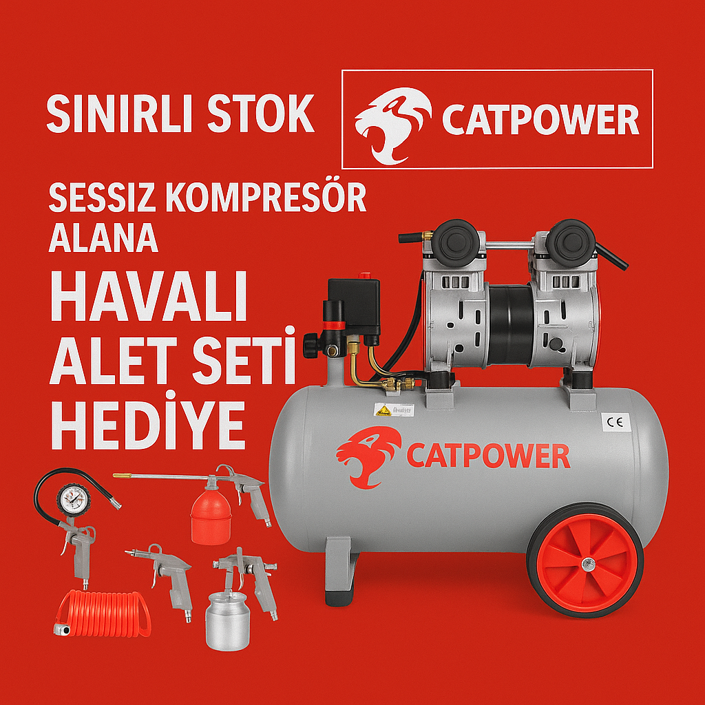 CAT 1154 SESSİZ YAĞSIZ KOMPRESÖR + HAVALI ALET SETİ