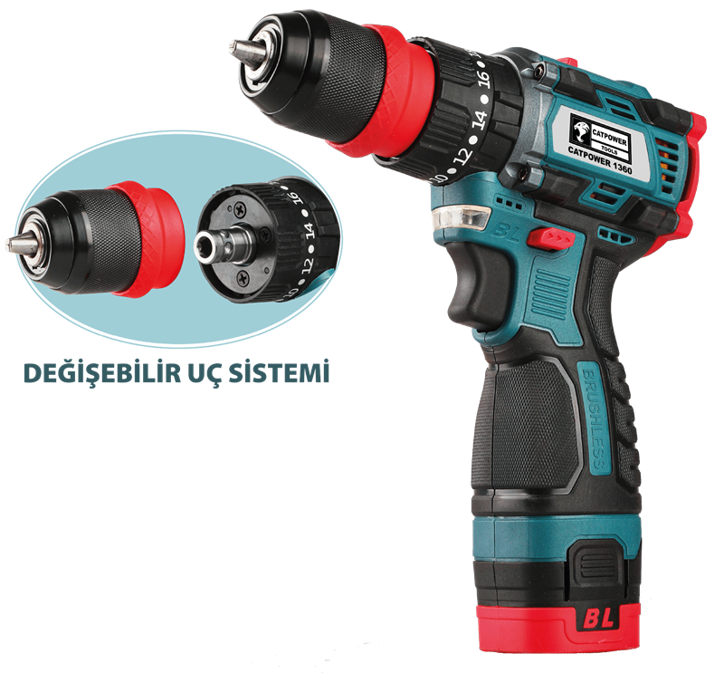 CATPOWER 1360 KÖMÜRSÜZ DARBELİ AKÜLÜ VİDALAMA 16V Lİ-İON 2.0Ah