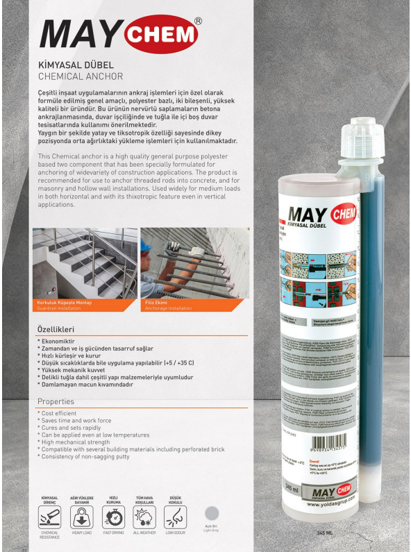 MAYCHEM Epoksi Kimyasal Dübel 410 ML