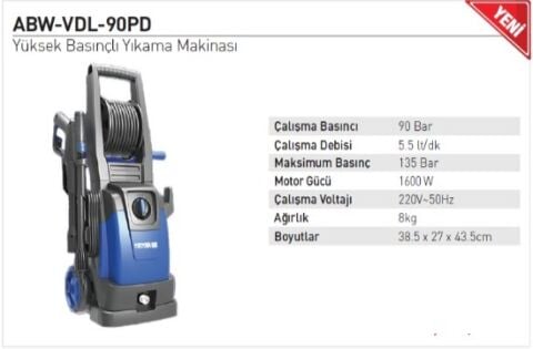 POWERWASH ABW-VDL-90PD 135 Bar Basınçlı Yıkama Makinası