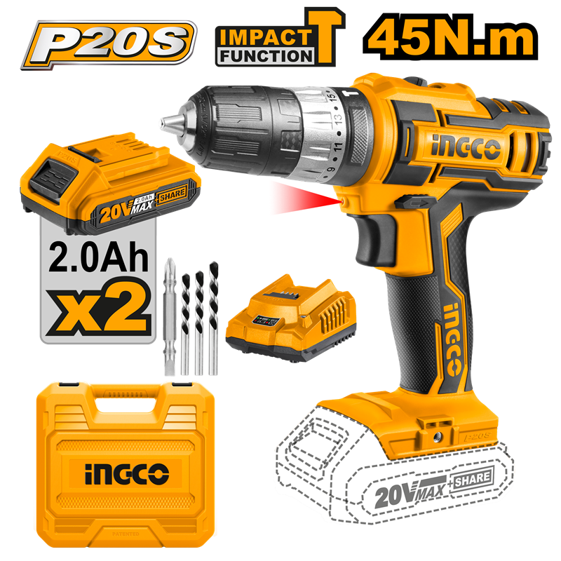 Li-ion Akülü Darbeli Matkap 10 MM 20V 2.0Ah