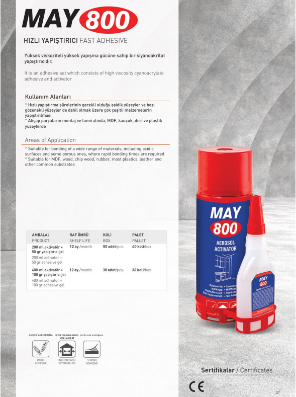 MAY800 Hızlı Yapıştırıcı 200 ML