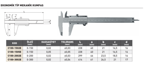 PLD 150mmx0.02 EKONOMİK TİP KUMPAS