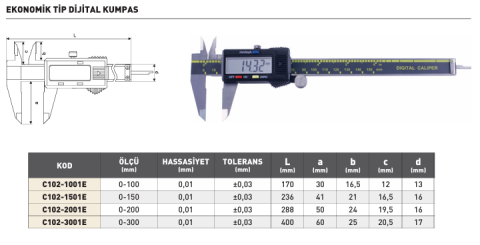 PLD 150mmx0.01 EKONOMİK TIP DİJİTAL KUMPAS