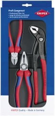Knipex 00 20 09 V01 Kombine Pense + Yan Keski + Ayarlı Fort Pense Seti