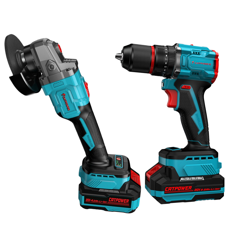 CAT E1030 KÖMÜRSÜZ Li-iON AKÜLÜ 2'Lİ KOMBO SET - MATKAP VE AVUÇ TAŞLAMA 20V 4.0Ah+2.0Ah