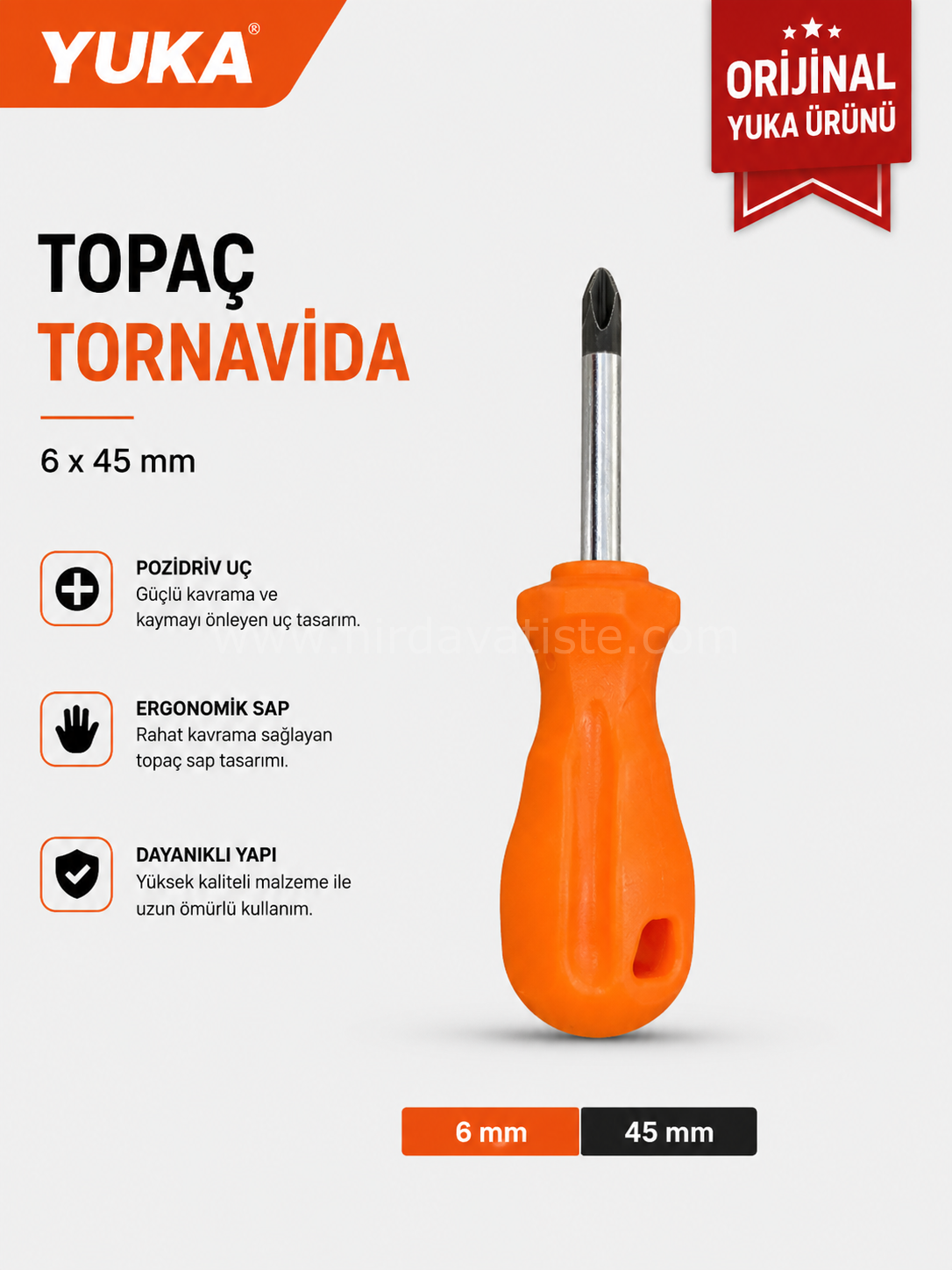 Yuka Yıldız Topaç Tornavida 6*45mm