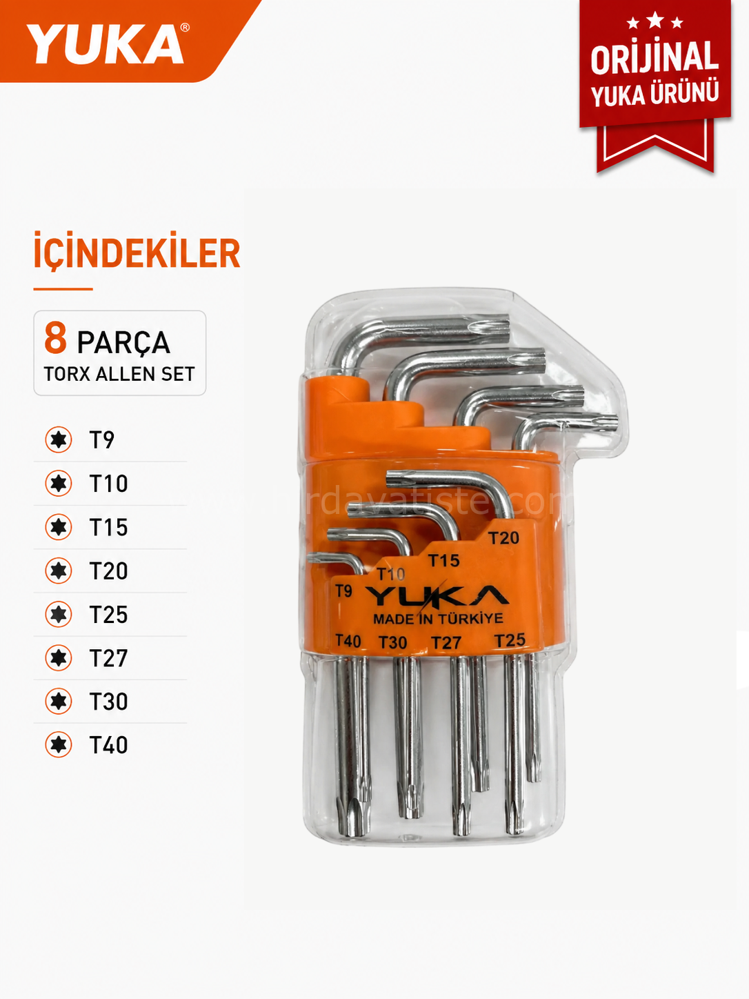 Yuka Kısa 8'Li Torx Allen Anahtar Takımı