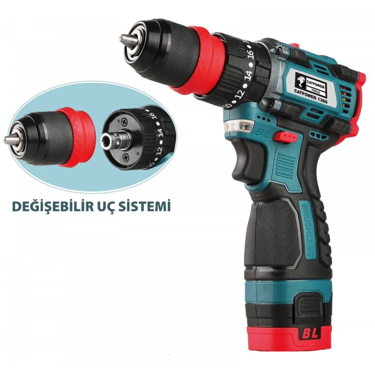 Catpower 1360 Kömürsüz Darbeli Akülü Vidalama 16V Li-İon 2.0Ah