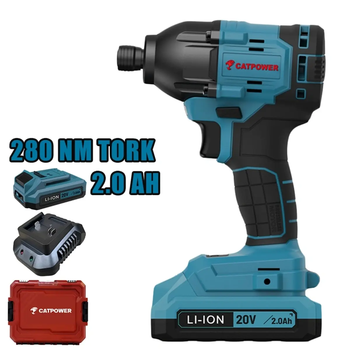 Catpower 4222 Kömürsüz Akülü Torklu Vidalama Seti 20V 2x2.0 Ah